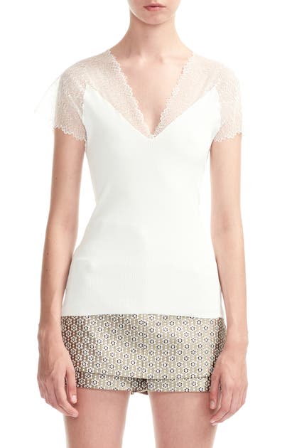 MAJE LILIO LACE DETAIL TOP,MFPTO00226