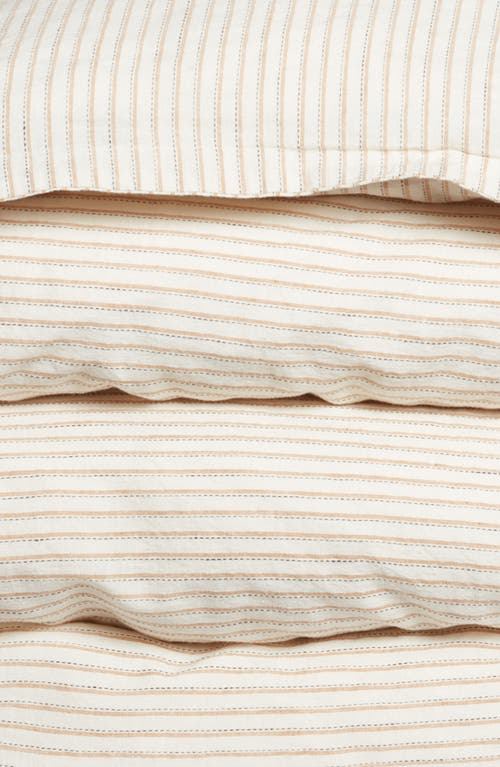 Shop Pom Pom At Home Connor Stripe Linen & Cotton Duvet Cover In Ivory/amber