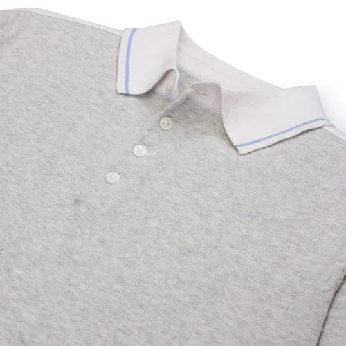 Shop Hope & Henry Mens' Short Sleeve Sweater Polo In Light Gray Heather Colorblock