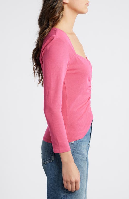 Shop Nation Ltd Mikaela Ruched Cotton Top In Pink Flambe