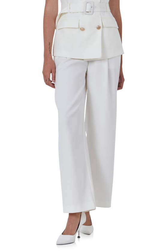 Shop Endless Rose Pleated Pants In Ivory