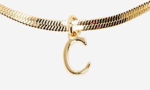 Shop Nordstrom Rack Herringbone Chain Initial Pendant Necklace In C- Gold