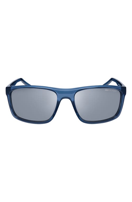 Nike Fire L 58mm Polarized Rectangular Sunglasses In Blue