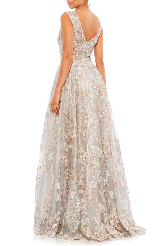 Shop Mac Duggal Illusion Embroidered Sequin Sleeveless Gown In Floral Multi