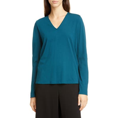 Eileen Fisher Long Sleeve Organic Cotton Top, Blue