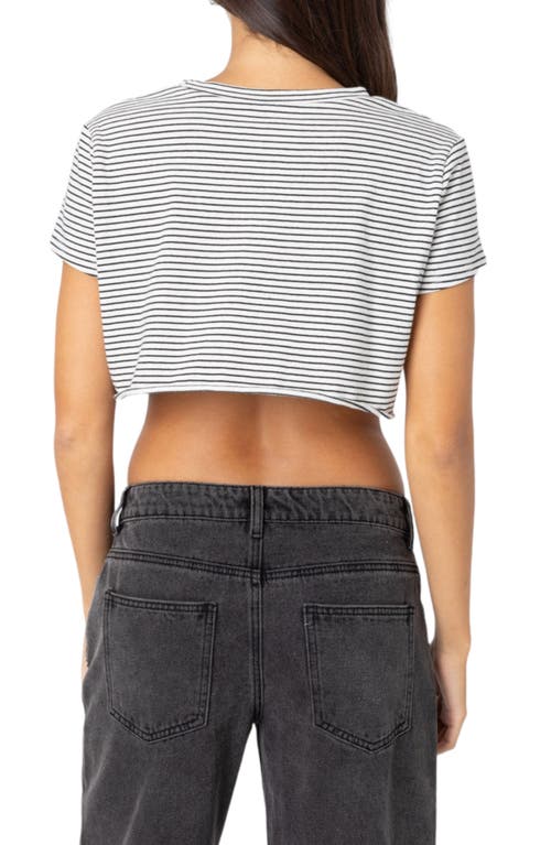 Edikted Stripey Crop T-shirt In White-and-black