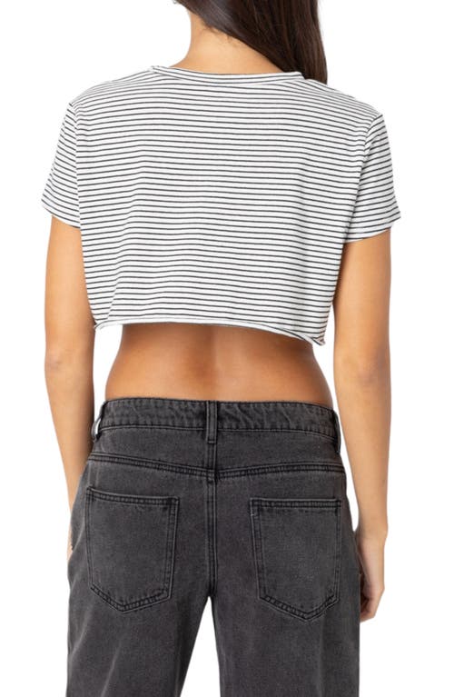 Shop Edikted Stripey Crop T-shirt In White-and-black