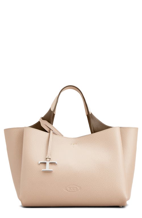 Shop Tod's Mini Leather Tote In Ballerina/creta