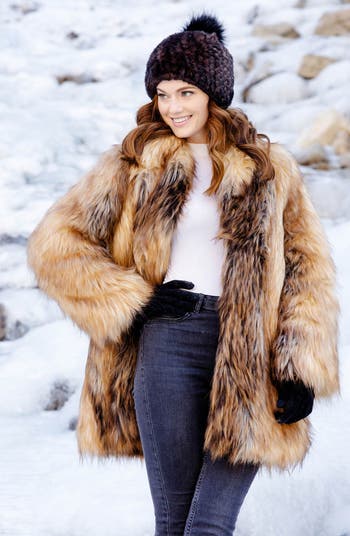 White Faux Fur Snow Stopper Knee-Length Coat - Fabulous-Furs