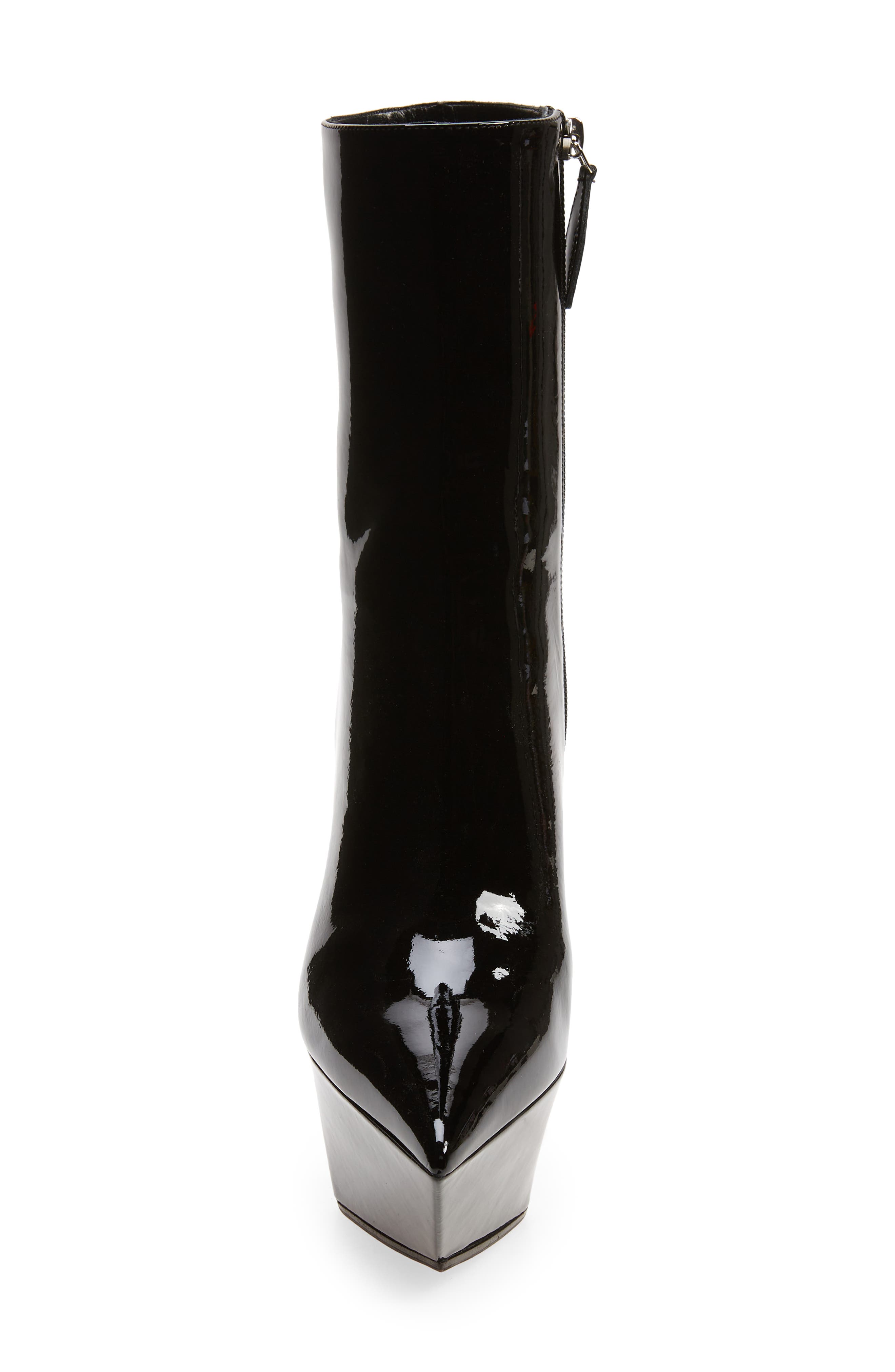 amina muaddi yigit patent leather platform booties