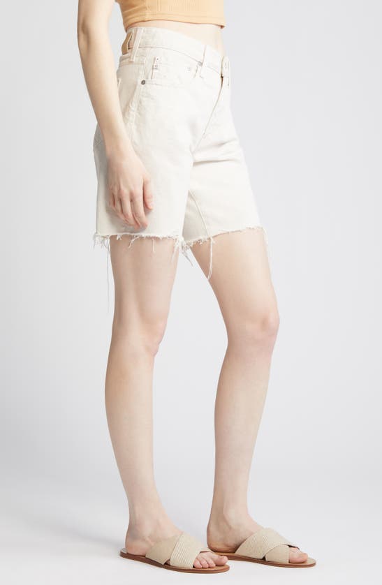 Shop Ag Ex-boyfriend High Waist Raw Hem Denim Shorts In 1 Year Opal Stone