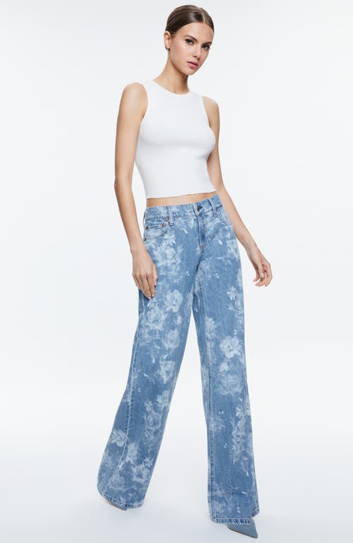 Shop Alice And Olivia Alice + Olivia Trish Low Rise Wide Leg Jeans In Lotus Floral