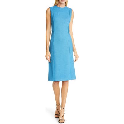 St. John Collection Pebbled Texture Knit Dress, Blue