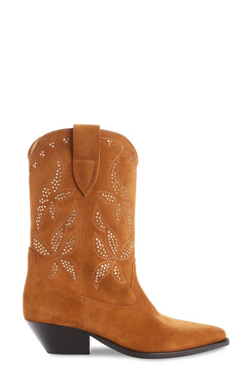 Shop Isabel Marant Duerto Studded Western Boot In Cognac/gold