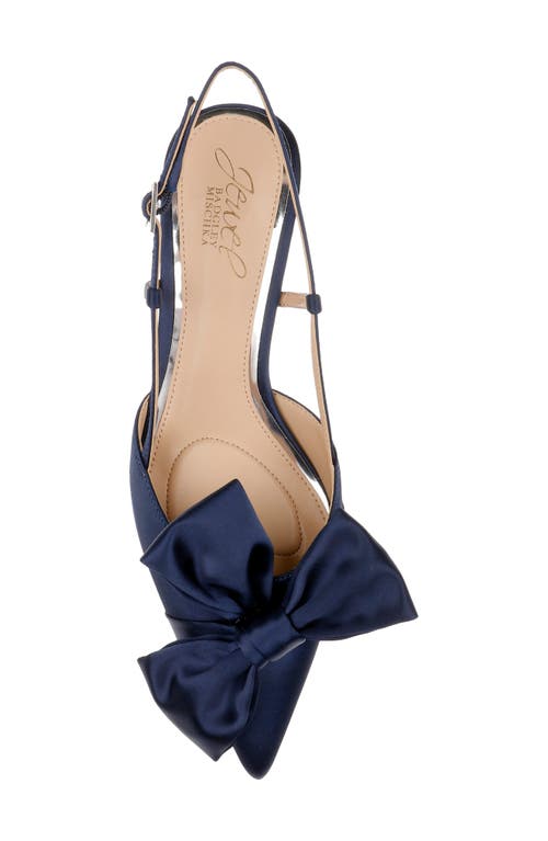 Jewel Badgley Mischka Shoshana Pointed Toe Slingback Pump In Navy Satin