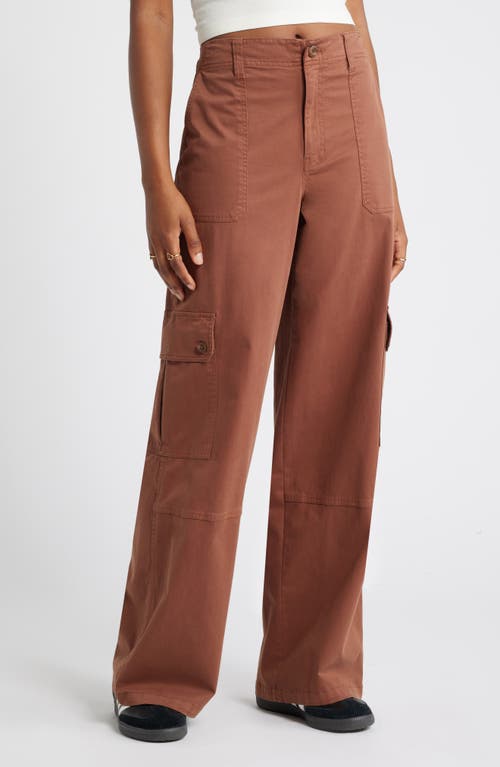 Bp. Twill Wide Leg Cargo Pants In Brown Tiramisu