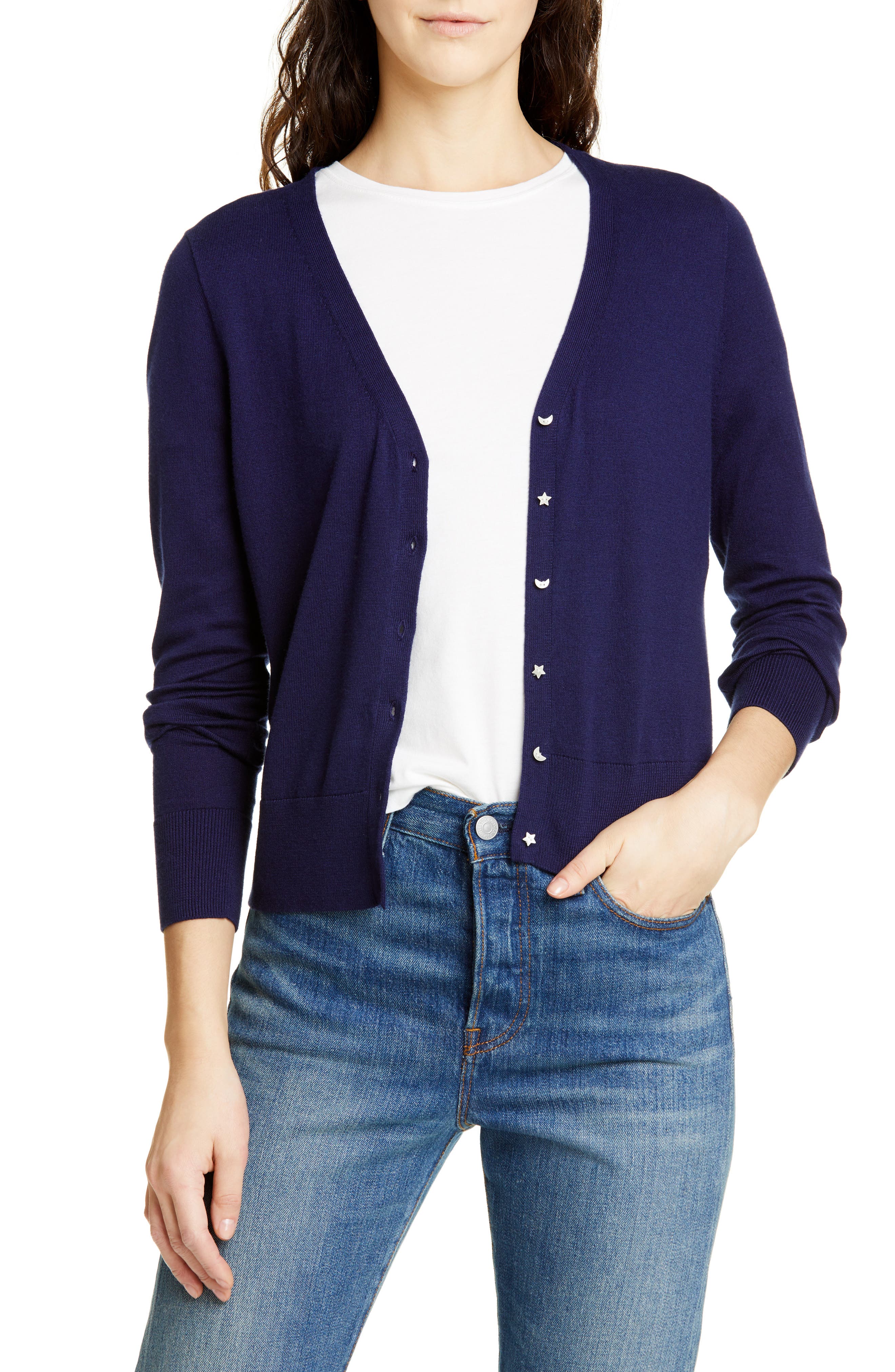Alex Mill Crop Cotton Blend Cardigan, Blue