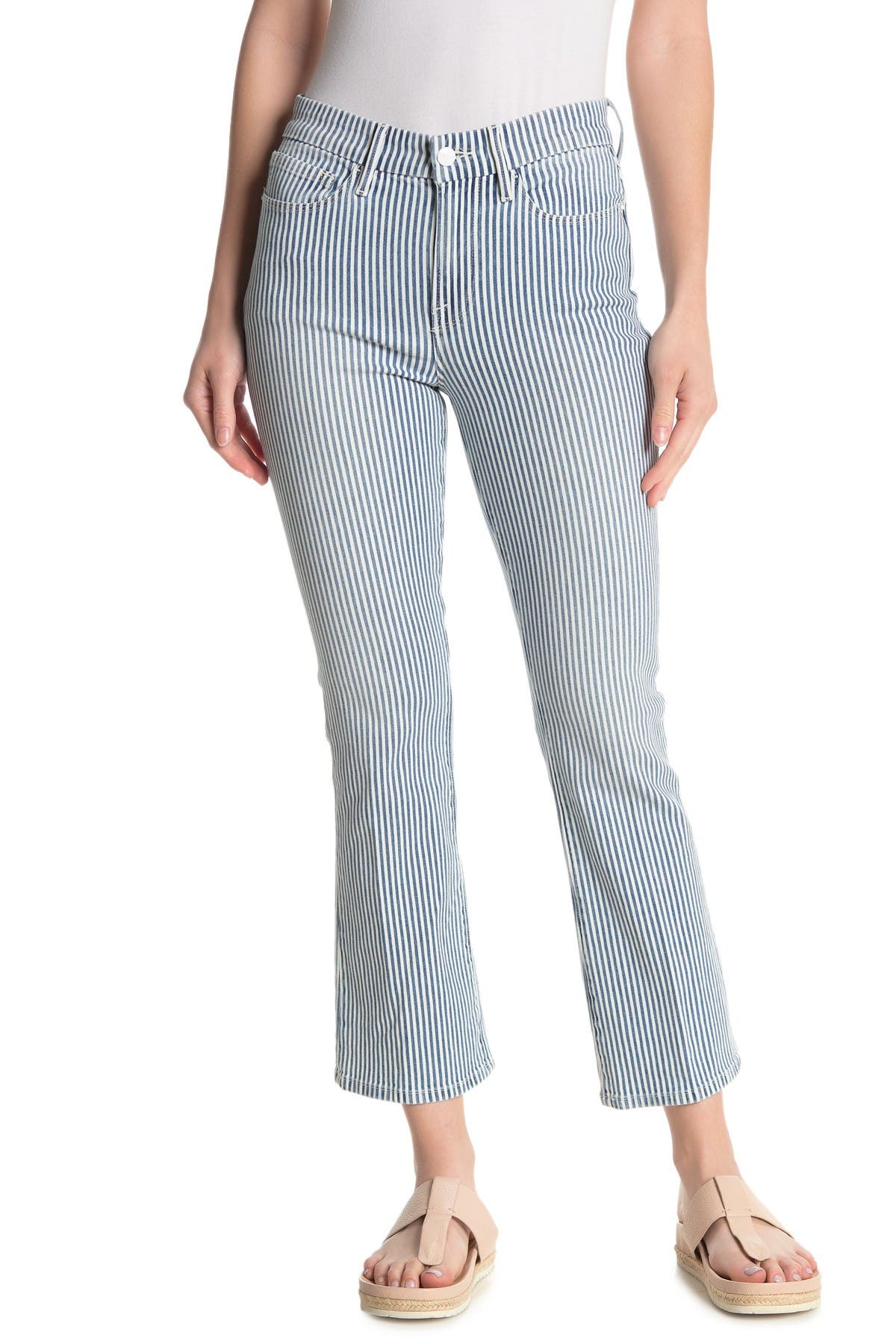 striped bootcut jeans