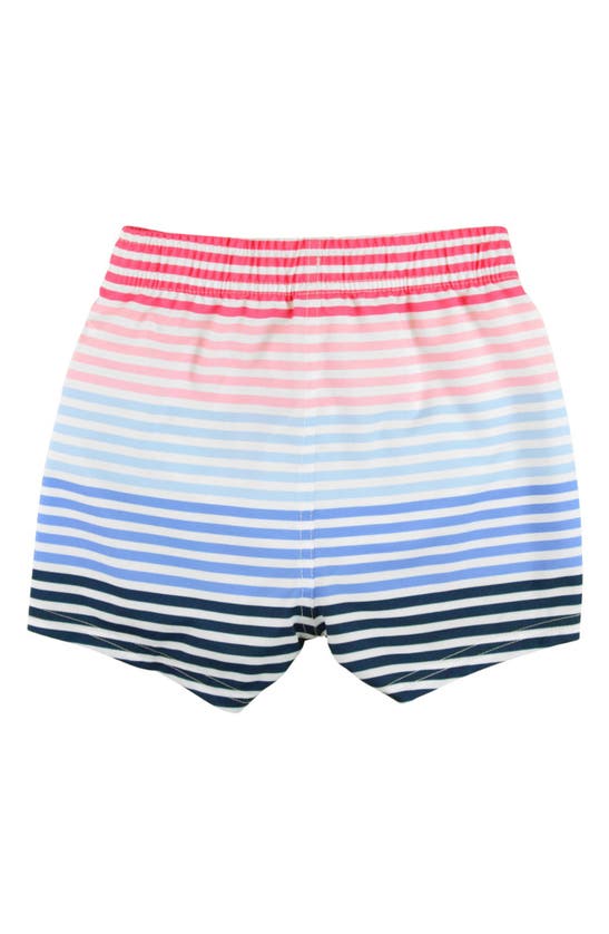 Shop Ruggedbutts Kids' Ocean Horizon Stripe Swim Trunks In White Multi