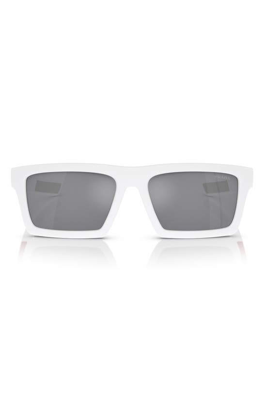 Shop Prada Sport 55mm Rectangular Sunglasses In Black White