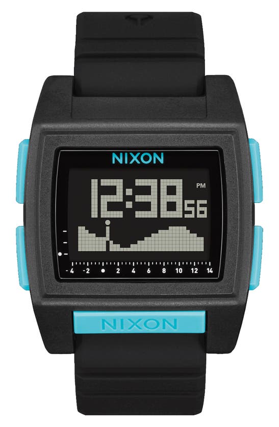 Nixon Base Tide Pro Digital Silicone Strap Watch, 42mm In Black