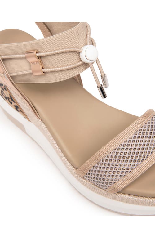 Shop Nerogiardini Bungee Metallic Platform Wedge Sandal In Taupe/rose Gold