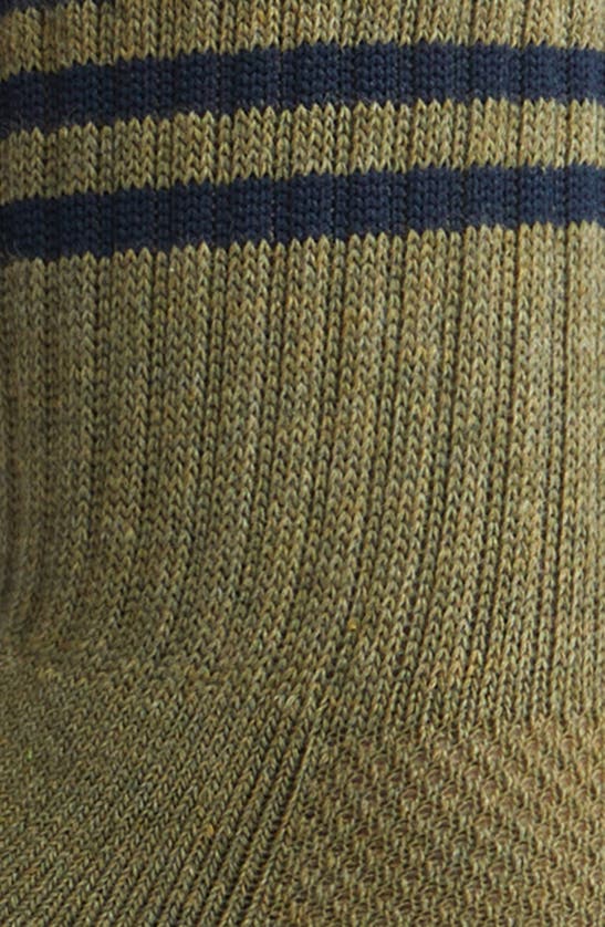Shop Le Bon Shoppe Girlfriend Stripe Cotton Blend Rib Quarter Socks In Sage