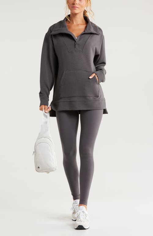 Zella Cozy Ottoman Rib Half Zip Pullover In Grey Forged