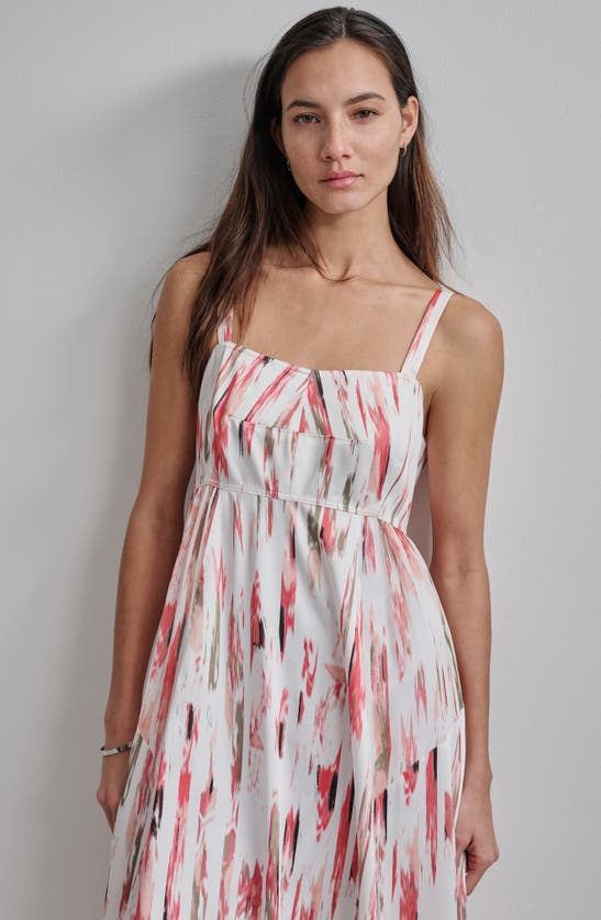 Shop Dkny Abstract Print Midi Dress In Broken Brush Stroke