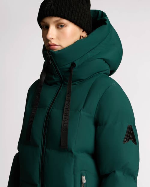 Alpenhaus Cluze Mid-length Puffer With Square Quilting In Forest Green