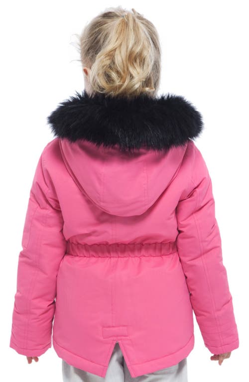 Rokka&rolla Kids' Parka Jacket With Insulated Hood In Hot Pink