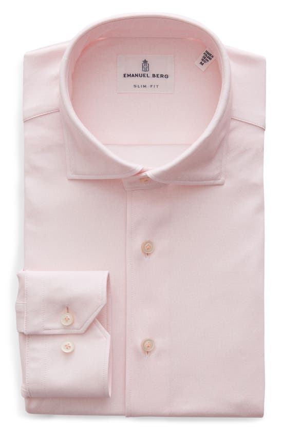 Shop Emanuel Berg 4flex Modern Fit Knit Button-up Shirt In Light Pastel Pink