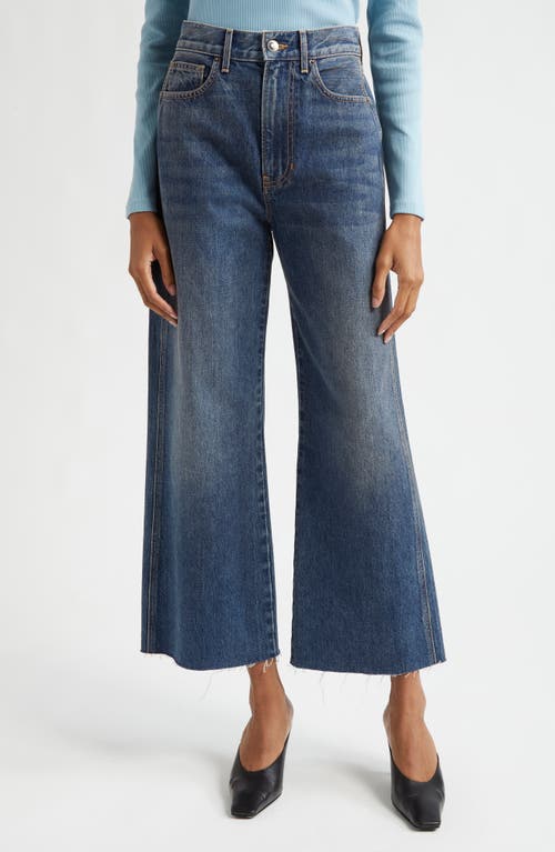 Veronica Beard Taylor Raw Hem High Waist Ankle Wide Leg Jeans In Equinox Blue