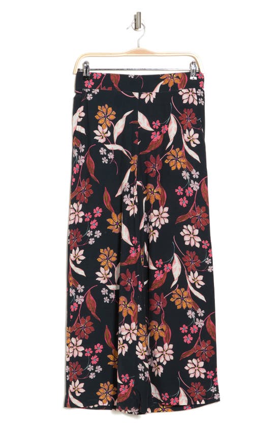 T Tahari Floral Ankle Crop Wide Leg Palazzo Pants In Black Multi Floral