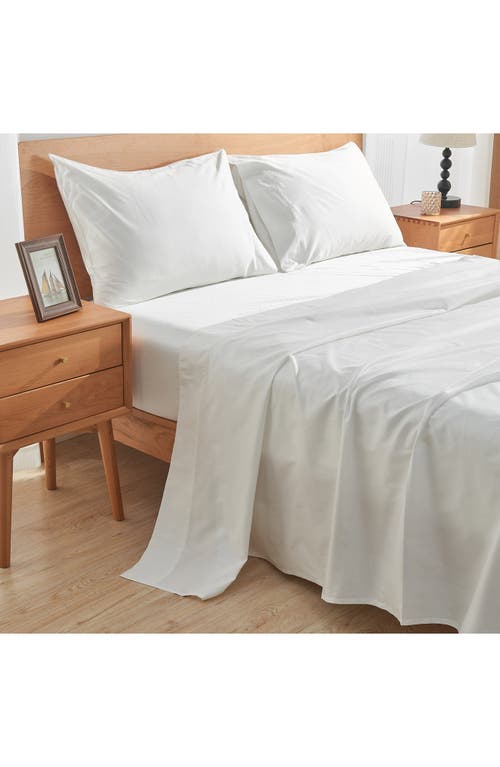 Sijo 400 Thread Luxesoft Organic Cotton Sateen Sheet Set In Snow