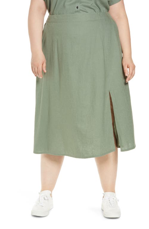 caslon(r) Linen Blend Midi Skirt in Green Dune