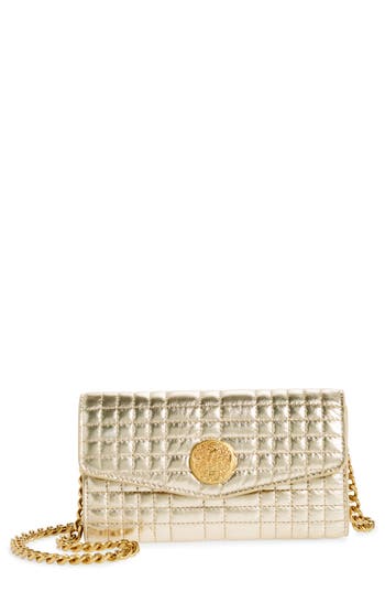Vince Camuto Barn Quilted Leather Wallet On A Chain In White Gold
