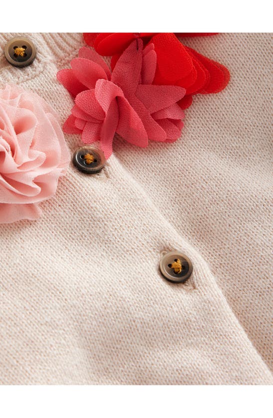 Shop Mini Boden Kids' 3d Flower Cotton & Cashmere Cardigan In Ivory