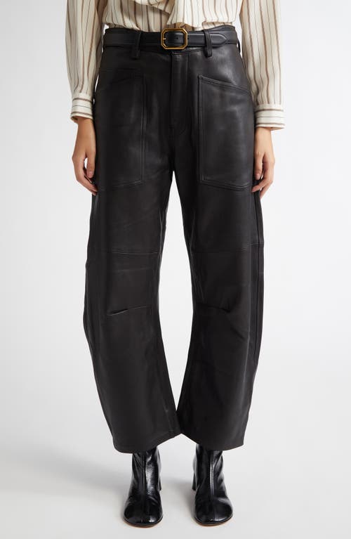 Nili Lotan Shon Barrel Leather Pants In Black