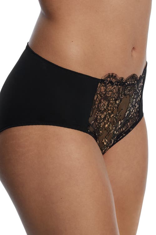 Skarlett Blue Entice Front Lace Brief In Black/rose Gold