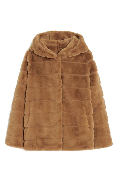 Apparis Kids' Goldy Tiered Fleece Hooded Coat In Camel