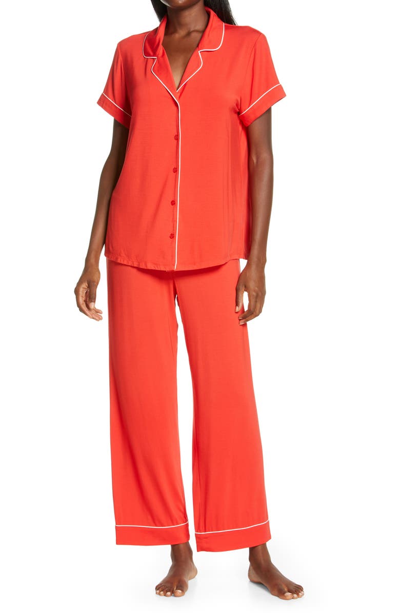 NORDSTROM Moonlight Crop Pajamas, Main, color, RED BLOOM