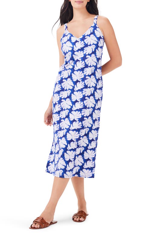 Nzt By Nic+zoe Shadow Palm Tank Midi Dress In Blue Multi