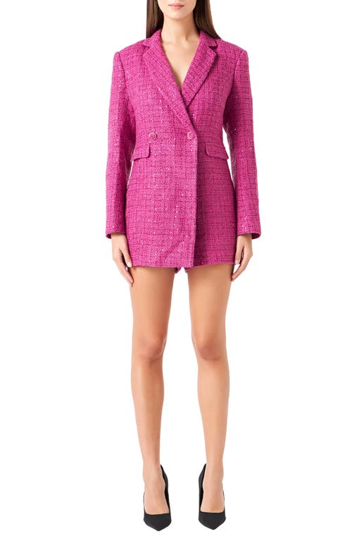 Shop Endless Rose Premium Sequin Tweed Long Sleeve Blazer Minidress In Orchid