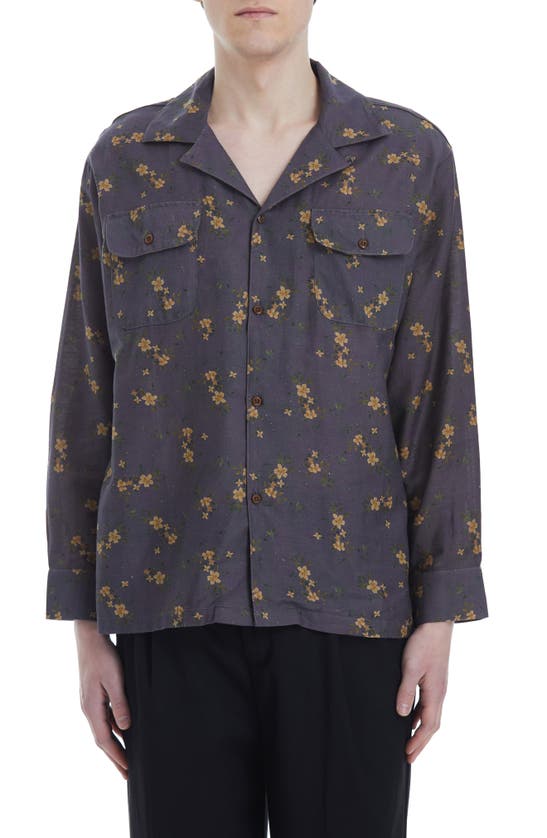 Shop Found Dusty Floral Print Button-up Shirt In Vintage Purple