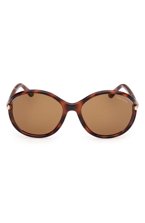 Shop Tom Ford Melody 59mm Round Sunglasses In Shiny Blonde Havana/brown