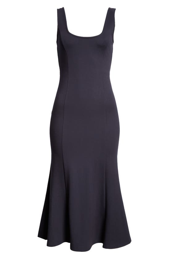 Shop L Agence L'agence Bisous Flared Midi Dress In Midnight