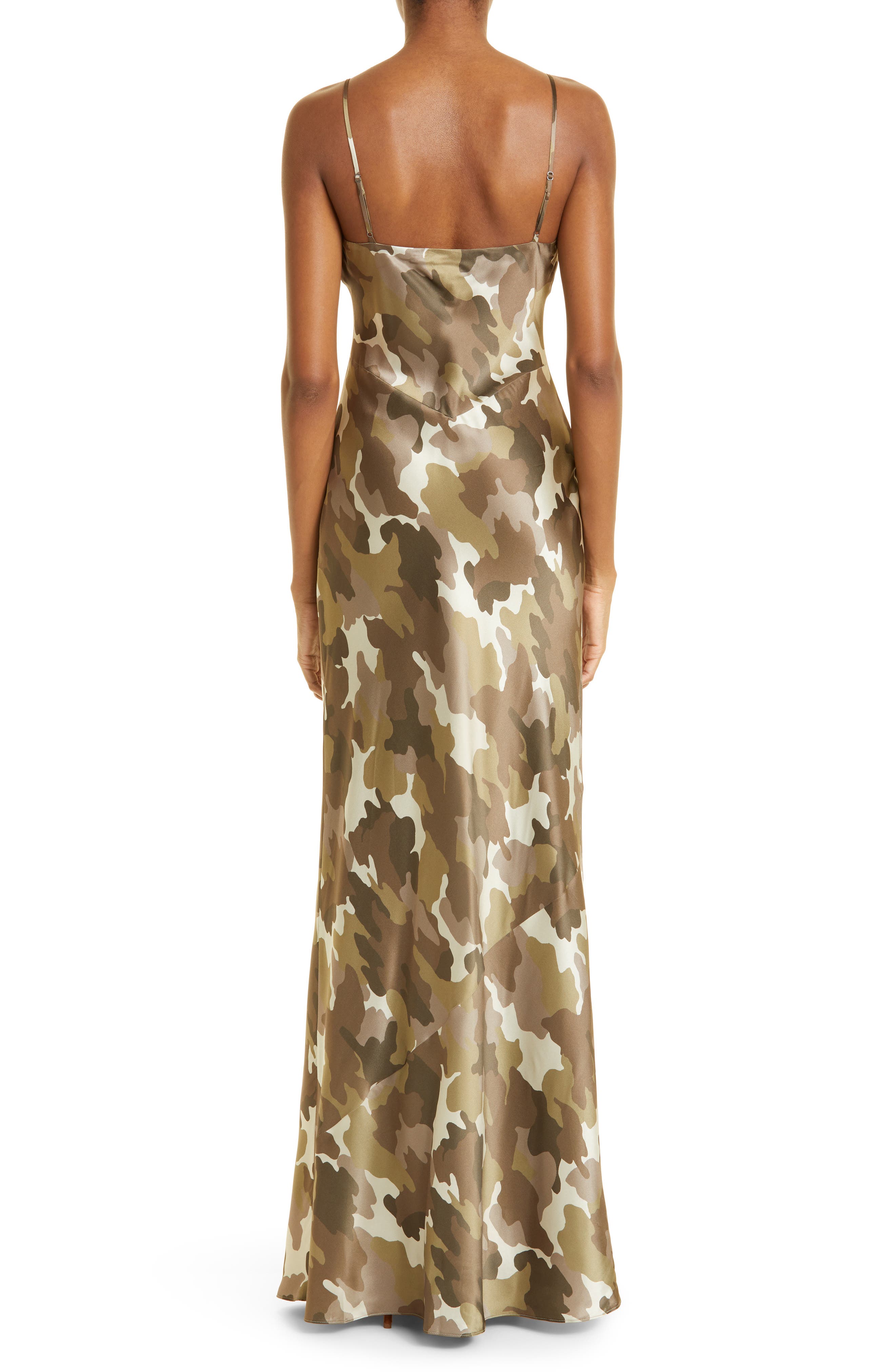 L'AGENCE Serita Camo Print Silk Maxi 