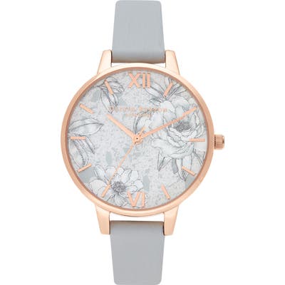 Olivia Burton Terrazzo Florals Faux Leather Strap Watch,