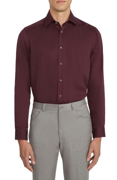 Jack Victor Chambray Button-Up Shirt in Plum